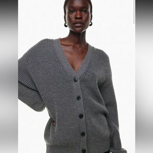 Aritzia dark grey oversized cardigan
